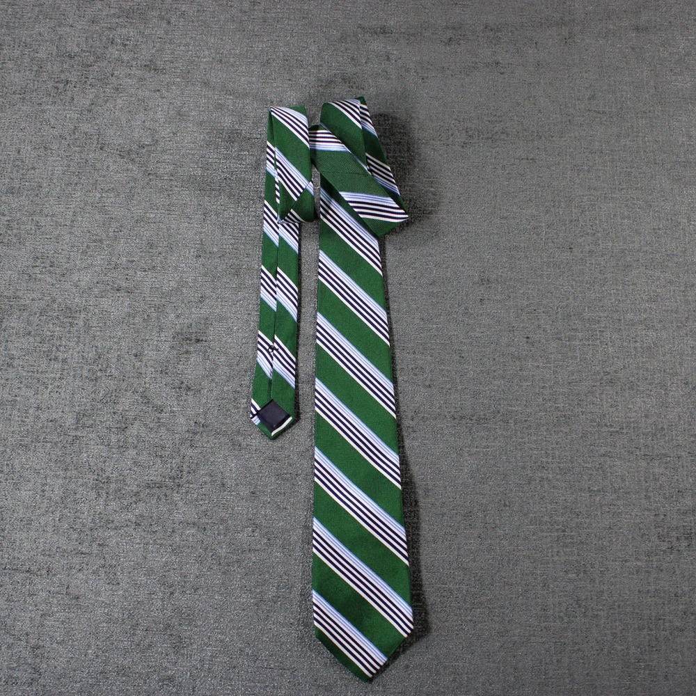 Brooks Brothers Mens Green Navy Blue Striped Silk Repp Tie 717023022